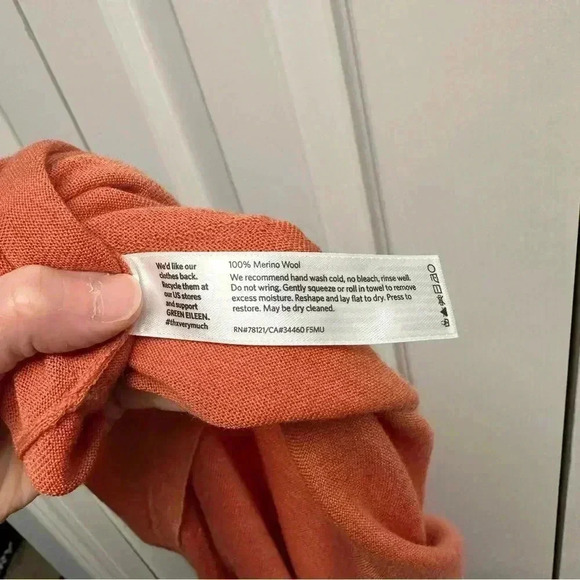 Eileen Fisher 100% Merino Wool Rust Orange Pocket Tunic Sweater PP/PTP or S/XS P - Picture 8 of 10